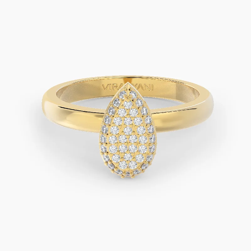 Women’s slim rings with pave sapphire accents -Pear Shaped AMoré Pavé Ring With 0.35 ct. Diamonds