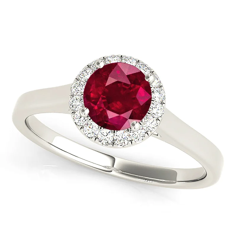 Women’s bold rings with hammered silver bands -1.35 ct. Genuine Ruby Ring WithThin, Wide Solid Gold Band