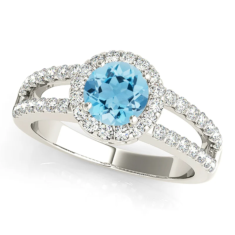 Women’s rings with etched wave band designs -1.65 ct. Genuine Aquamarine Ring With Wide Open Split Shank