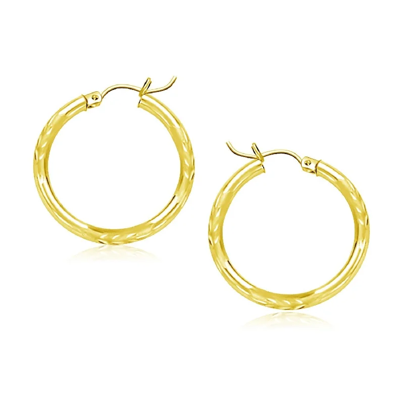 Bohemian Drop Earrings with Tassels -LOVCIA Luxury Glamorous 10k Yellow Gold Diamond-Cut Hoop Earrings with Snap Lock (20mm)