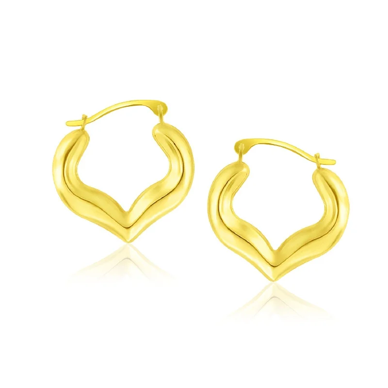 Detachable Drop Earrings with Charms -LOVCIA Luxury Heart-Shaped Hoop Earrings in 10k Yellow Gold with Snap Lock Closure