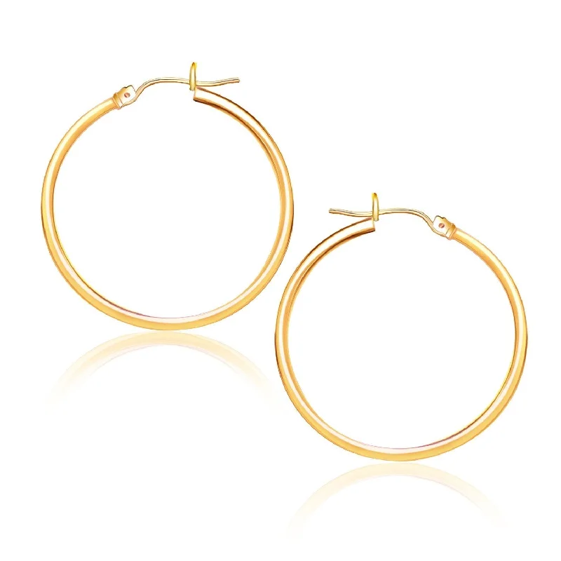 Drop Earrings for Christmas Party -LOVCIA Luxury Timeless 10K Yellow Gold Hoop Earrings with Snap Lock (25mm Diameter)