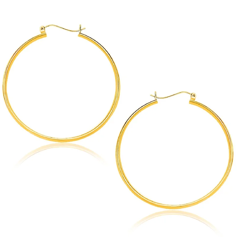 Tarnish Resistant Drop Earrings for Longevity -LOVCIA Luxury 10K Yellow Gold Classic 40mm Hoop Earrings with Snap Lock Backing