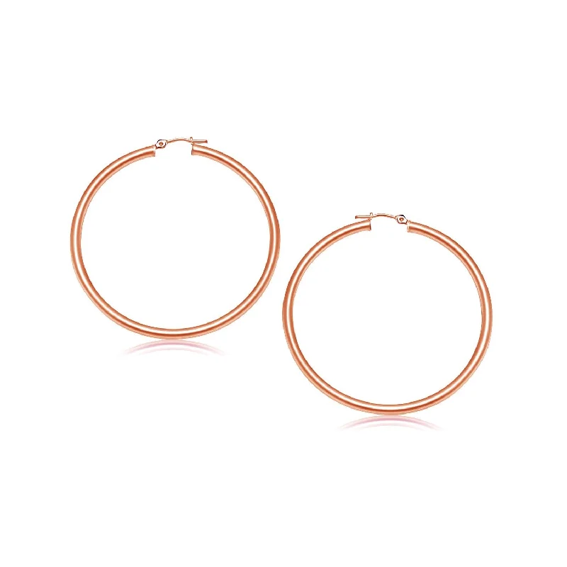 Minimalist Drop Earrings with Simplicity -LOVCIA Luxury Classic 14K Rose Gold Hoop Earrings with Snap Lock (25mm Diameter)