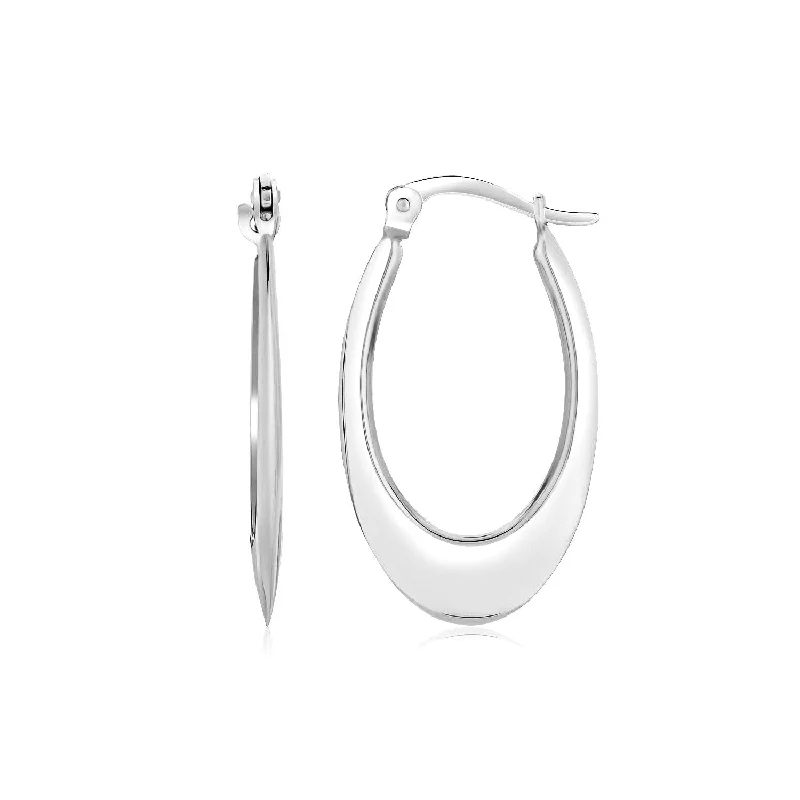 Punk Drop Earrings with Spikes -LOVCIA Luxury Glamorous 14k White Gold Graduated Oval Hoops with Snap Lock Backs