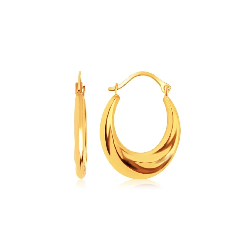 Magnetic Closure Drop Earrings for Easy -LOVCIA Luxury Classic 14k Yellow Gold Graduated Oval Hoops with Snap Lock Closure