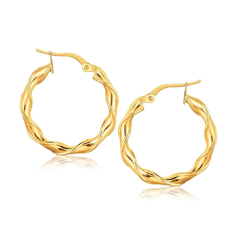 Vintage Drop Earrings with Patina -LOVCIA Luxury Glamorous 14k Gold Twist Hoop Earrings with Snap Lock (20mm)