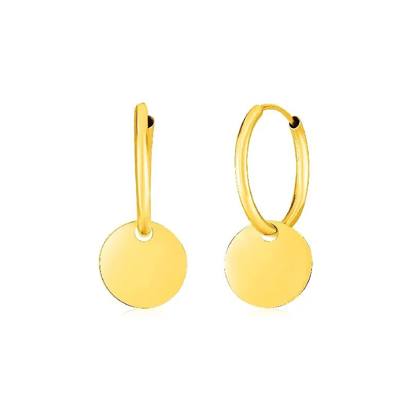 Drop Earrings for Formal Attire -LOVCIA Luxury Dazzling 14k Yellow Gold Hoop Earrings with Dangling Circles