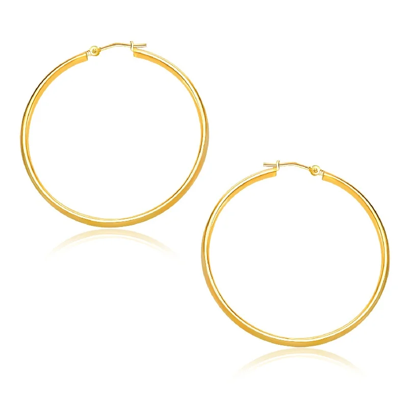 Short Drop Earrings for Subtle -LOVCIA Luxury Exquisite 14k Yellow Gold Hoop Earrings with Snap Lock (30mm)