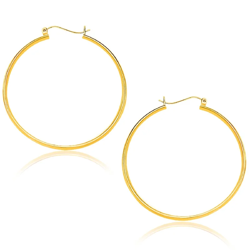 Gemstone and Diamond Drop Earrings for Opulence -LOVCIA Luxury Classic 14k Yellow Gold Hoop Earrings with Snap Lock Backing (40mm)