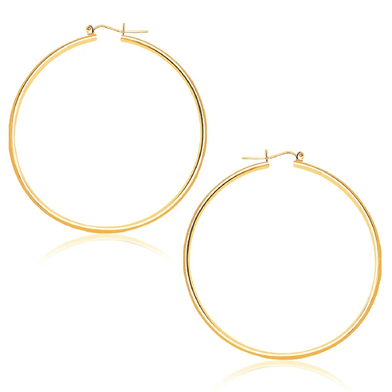 Drop Earrings for Evening Gown -LOVCIA Luxury Dazzling 14k Yellow Gold Hoop Earrings with Snap Lock (45mm Diameter)