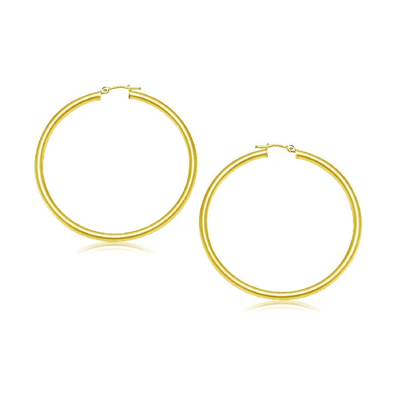 Crystal and Pearl Drop Earrings for Glamour -LOVCIA Luxury Classic 14k Yellow Gold Hoop Earrings with Snap Lock (30mm Diameter)