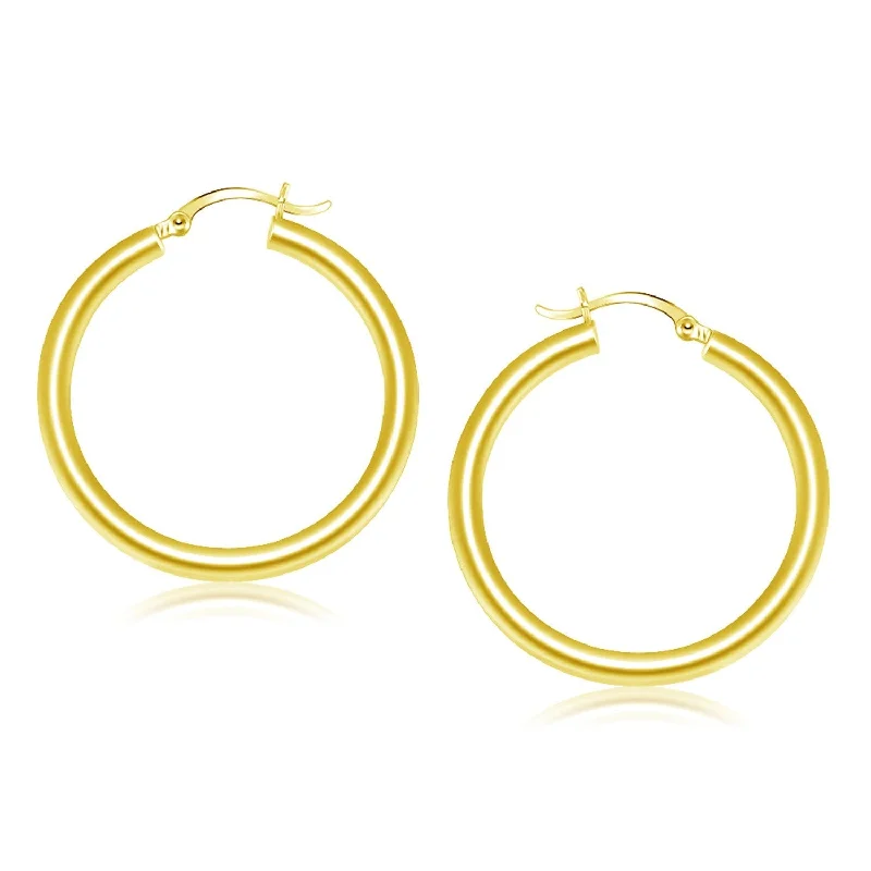 Round Drop Earrings for Classic -LOVCIA Luxury Exquisite 14k Yellow Gold Hoop Earrings with Snap Lock (40mm)