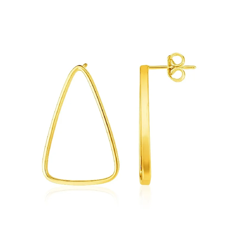 Drop Earrings with Animal Motifs -LOVCIA Luxury Elegant 14k Yellow Gold Elongated Triangle Earrings with Pushback Clasps