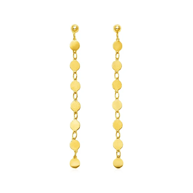 Drop Earrings with Textured Surface -LOVCIA Luxury Radiant 14k Yellow Gold Circle Dangle Earrings with Pushback Clasp