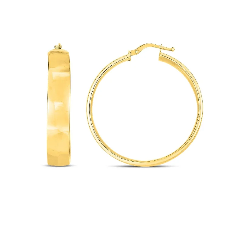 Drop Earrings with Filigree Work -LOVCIA Luxury 14k Yellow Gold 35mm Hoop Earrings with Snap Closure