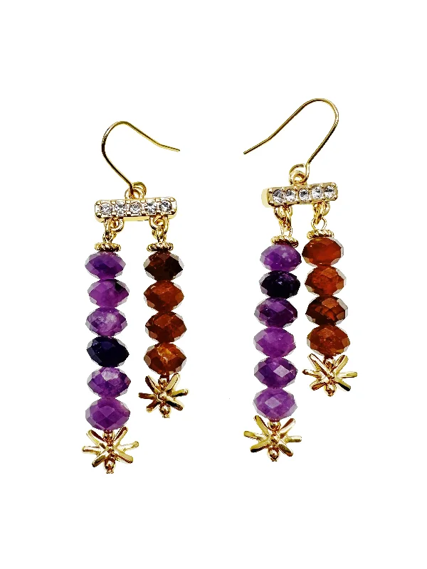 Drop Earrings with Knot Designs -Amethyst With Orange Garnet Exquisite Earrings KE024