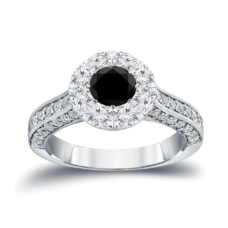 Auriya 14k Gold 1 3/4ctw Halo Black Diamond Engagement Ring (H-I, I1-I2)