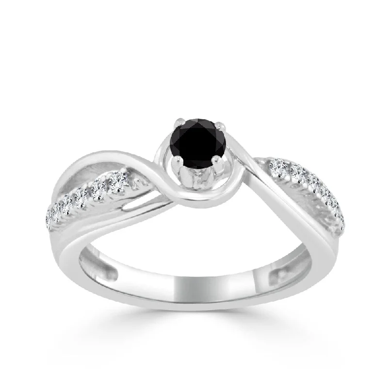 Engagement rings with classic round sapphire brilliance -Auriya 14k Gold 2/5ctw Round Black Diamond Engagement Ring