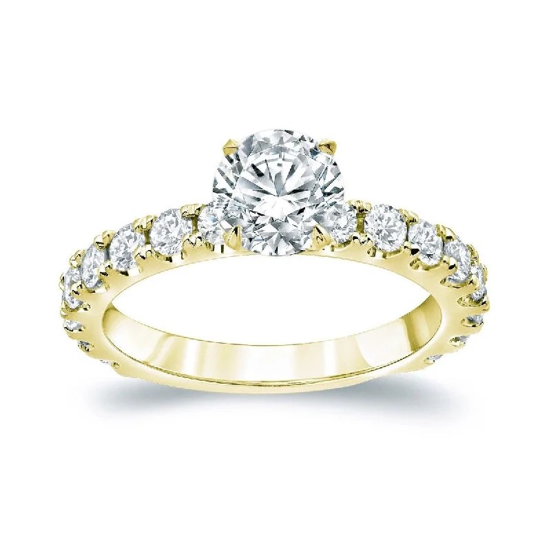 Engagement rings with yellow gold raw topaz -Auriya 14k Gold 2ctw Classic Round Diamond Engagement Ring (H-I, SI1-SI2)