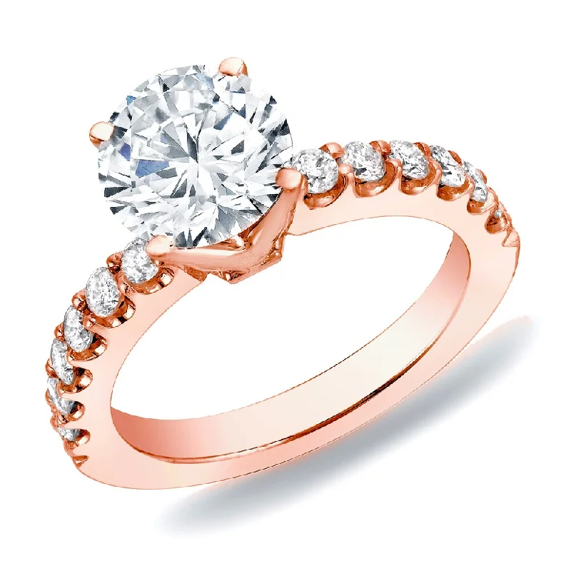 Engagement rings with floral halo of topaz -Auriya 14k Rose Gold 1ctw Round Diamond Engagement Ring (H-I, SI1-SI2)