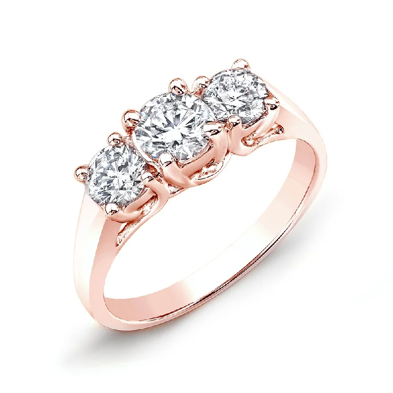 Engagement rings with halo of tiny rubies -Auriya 14k Rose Gold 2ctw 3-Stone Diamond Engagement Ring