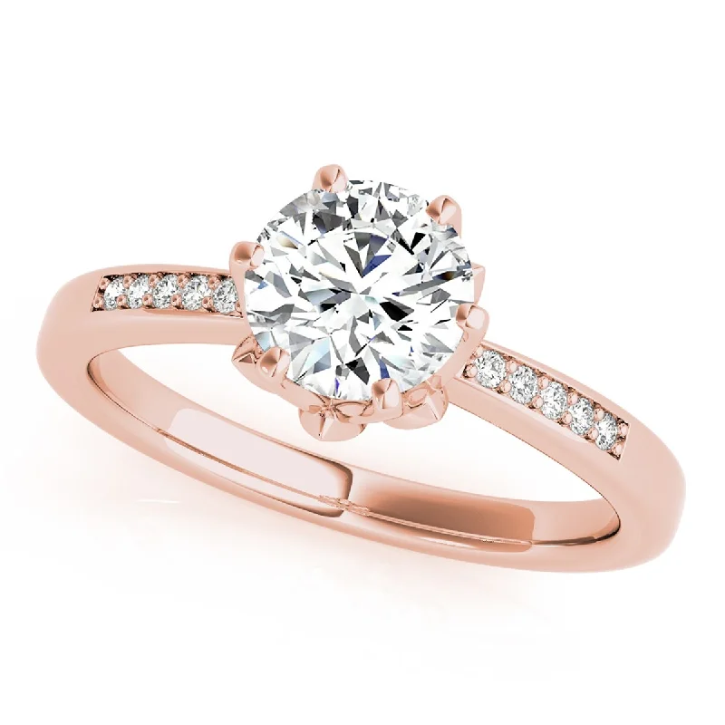 Engagement rings with east-west moonstone settings -Auriya 14k Rose Gold Lab Grown Round Diamond Engagement Ring 0.50 to 5.00 ct. tw. (F-G VS)