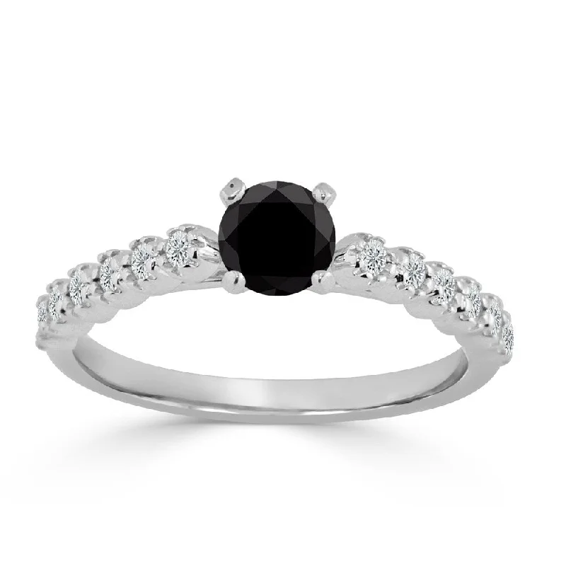 Engagement rings with gothic-inspired garnet details -Auriya 3/5ctw Black Diamond Engagement Ring 14K Gold