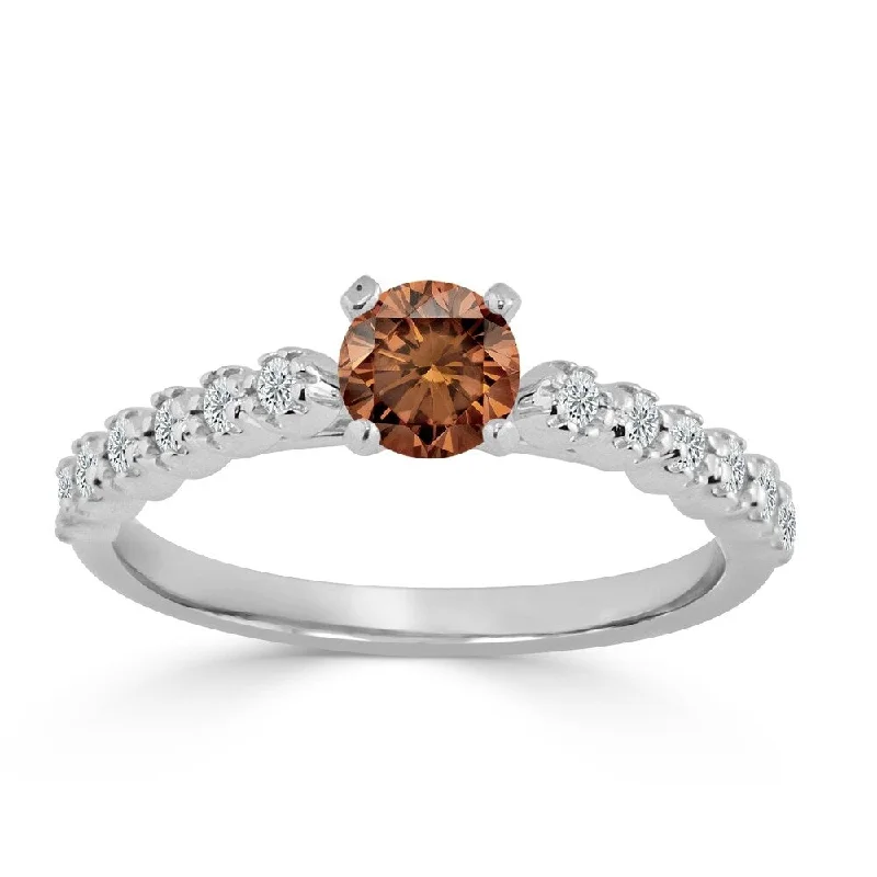 Engagement rings with pearl accents for elegance -Auriya 3/5ctw Brown Diamond Engagement Ring 14K Gold