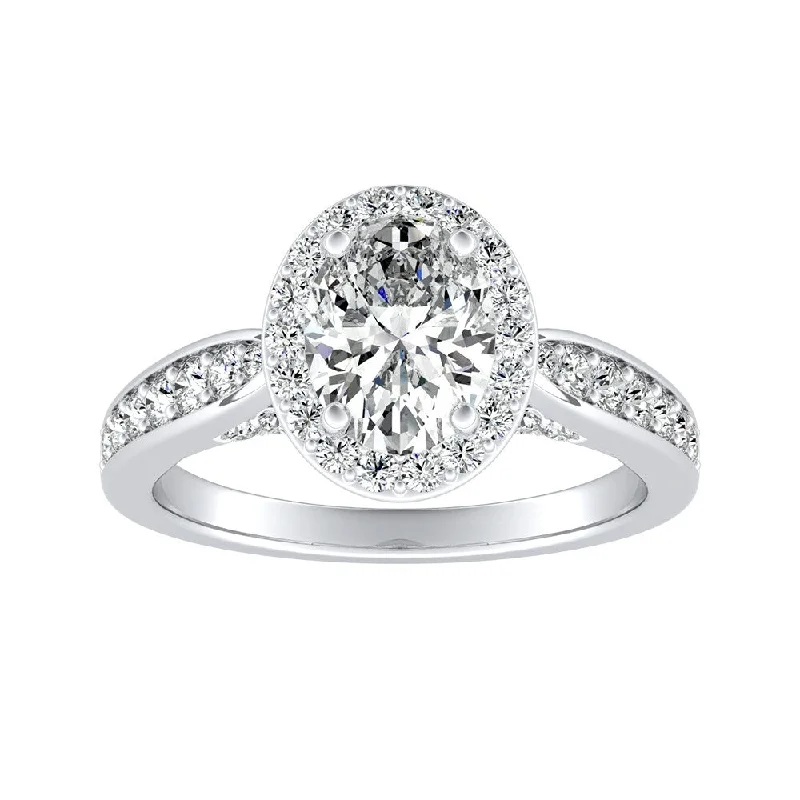 Engagement rings with two-tone sapphire bands -Auriya Platinum 1 1/4ctw Modern Oval Diamond Engagement Ring (H-I, SI1-SI2)