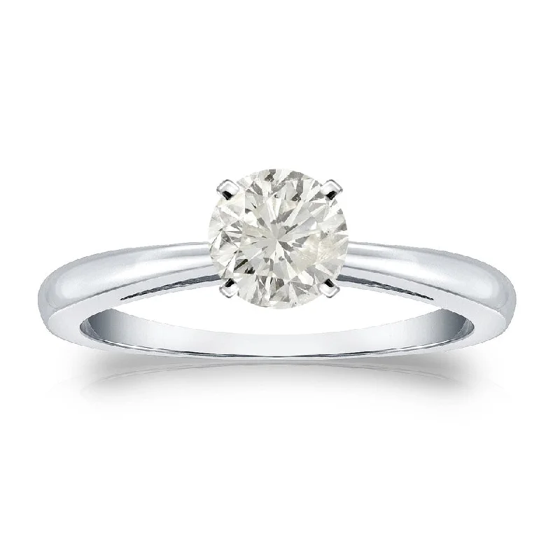 Engagement rings with vintage-inspired claw prongs -Auriya Platinum 1/2ctw Round Solitaire Diamond Engagement Ring