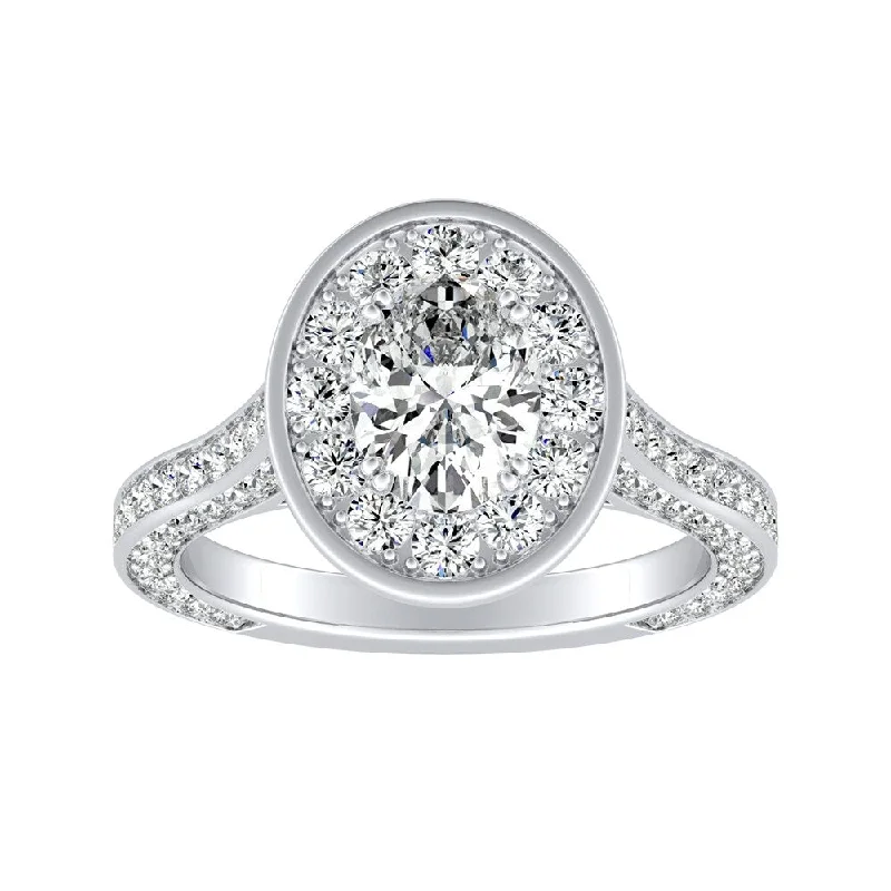 Engagement rings with vintage-inspired claw prongs -Auriya Platinum 1 3/4ctw Oval-cut Halo Diamond Engagement Ring (I-J, I1-I2)