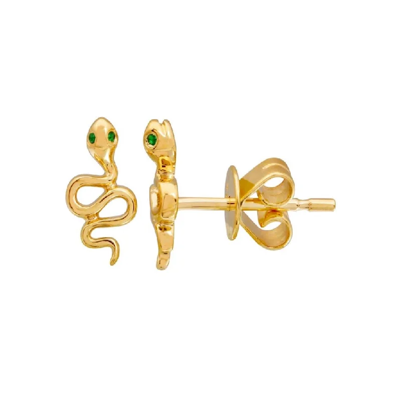 Drop Earrings with Filigree Work -Baby Snakes with Emerald Eyes