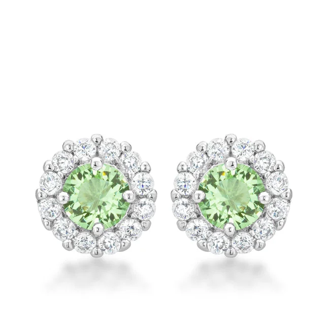 Rhinestone Drop Earrings for Sparkle -LOVCIA Peridot Elegance Bridal Earrings with Rhodium Finish