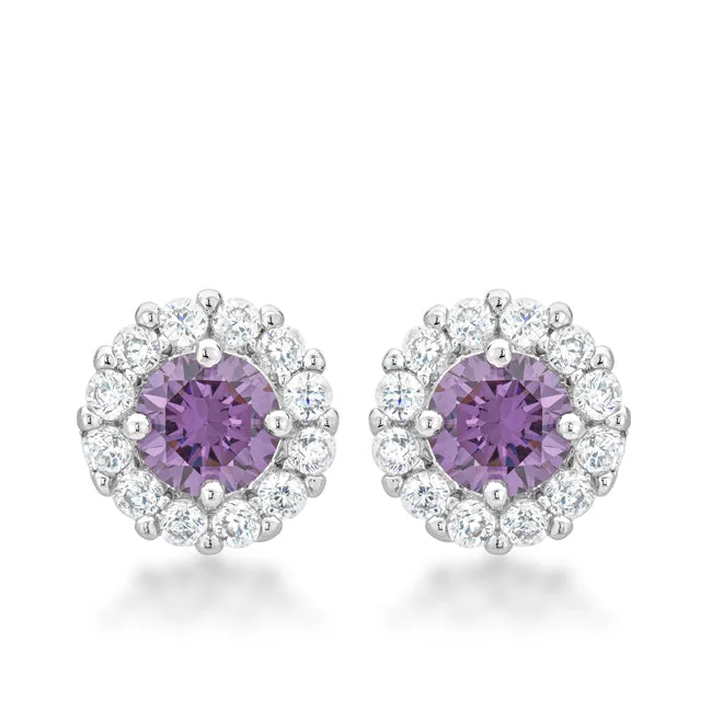 Drop Earrings with Polished Shine -LOVCIA Elegant Purple Bridal Earrings with Rhodium Finish