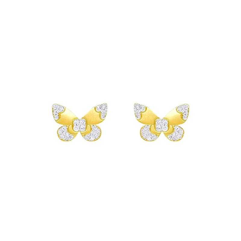 Gemstone and Diamond Drop Earrings for Opulence -Butterfly Studs with Pave Diamonds