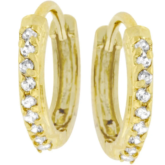 Lightweight Drop Earrings for All Day -LOVCIA Elegant Goldtone Petite Hoop Earrings with Cubic Zirconia