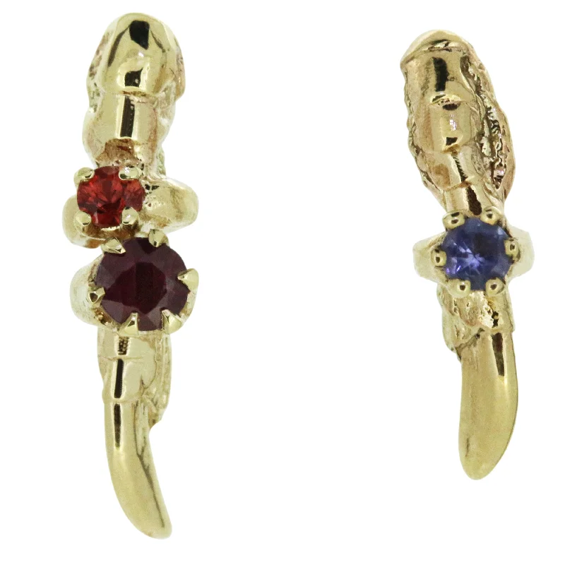 Drop Earrings for Graduation Day -Claw Studs with Rings - 9ct Gold