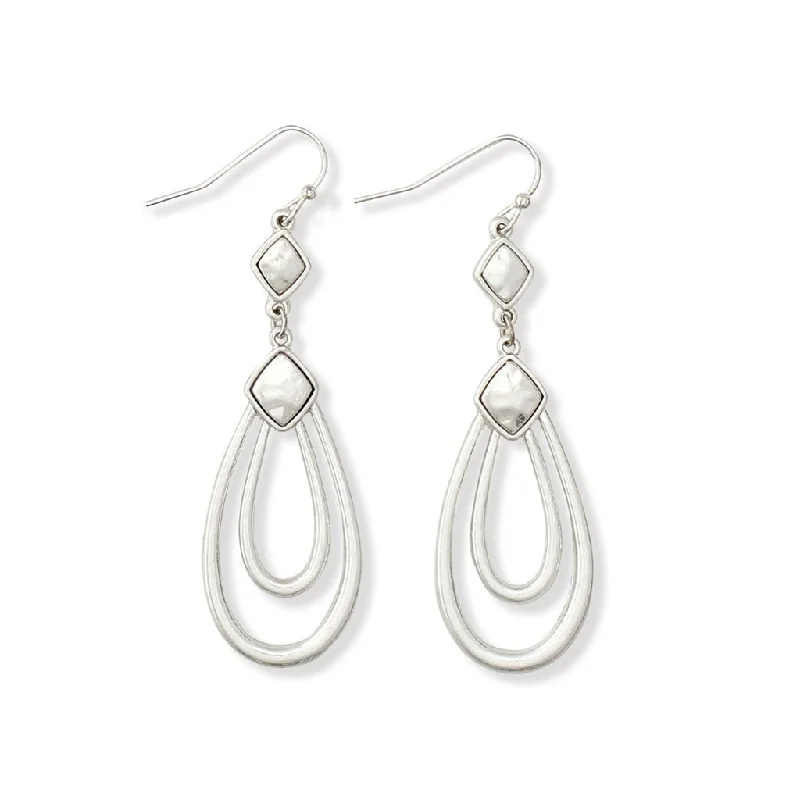 Detachable Drop Earrings with Charms -Periwinkle by Barlow : Teardrops With Hammered Accent Earrings