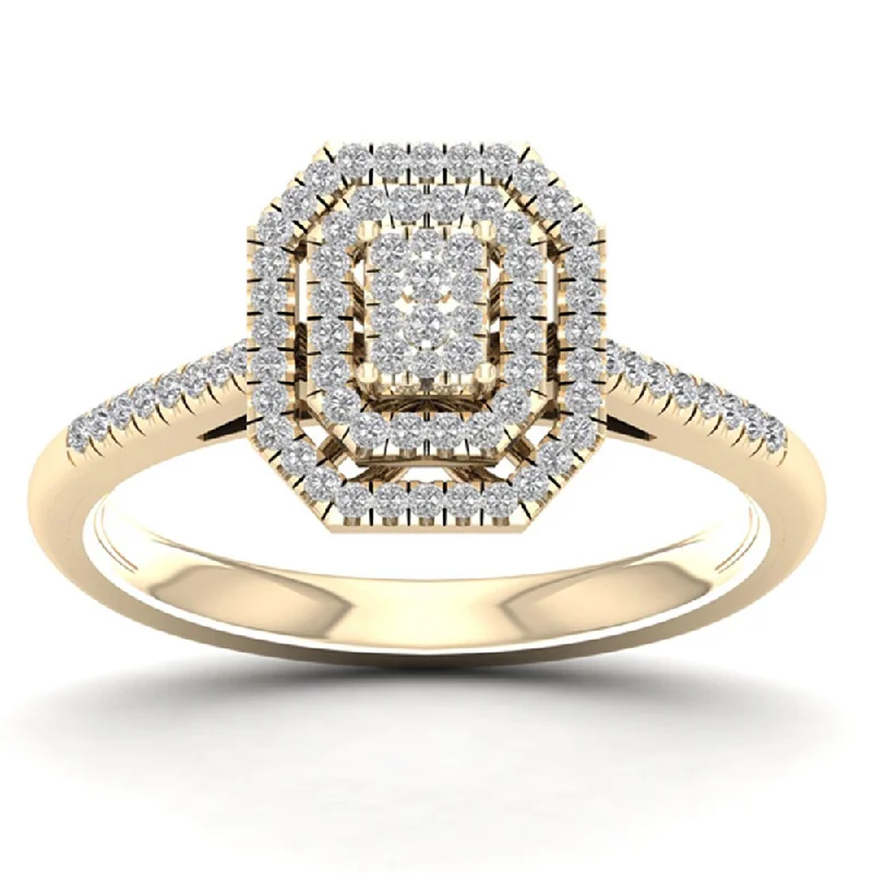 Engagement rings with halo of vibrant citrine -De Couer 1/4ct TDW Diamond Cluster Ring - Yellow