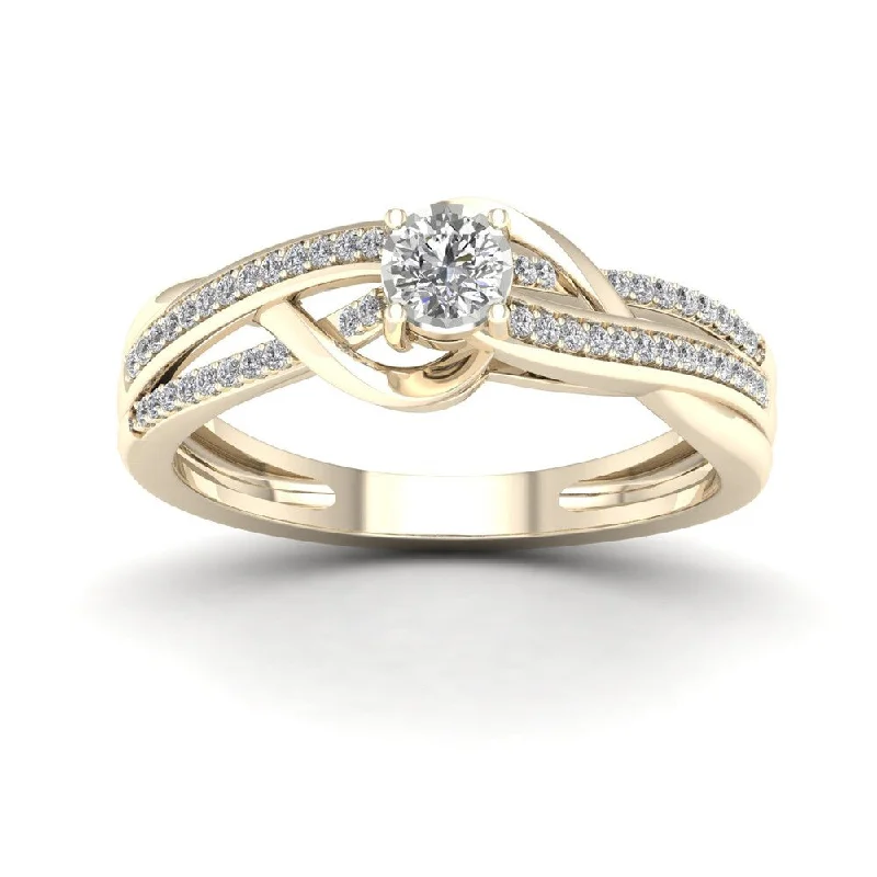 Engagement rings with sleek rose gold twists -De Couer 1/4ct TDW Diamond Split Shank Ring - Yellow