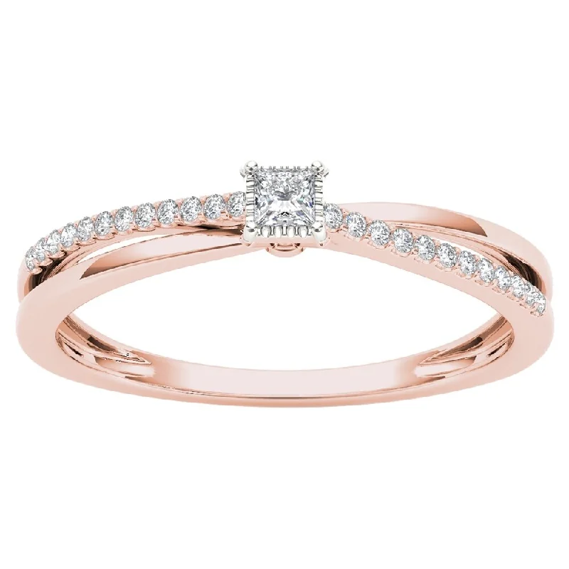 Engagement rings with rose-cut ruby for drama -De Couer 10k Rose Gold 1/8ct TDW Diamond Split-Shank Engagement Ring - Pink