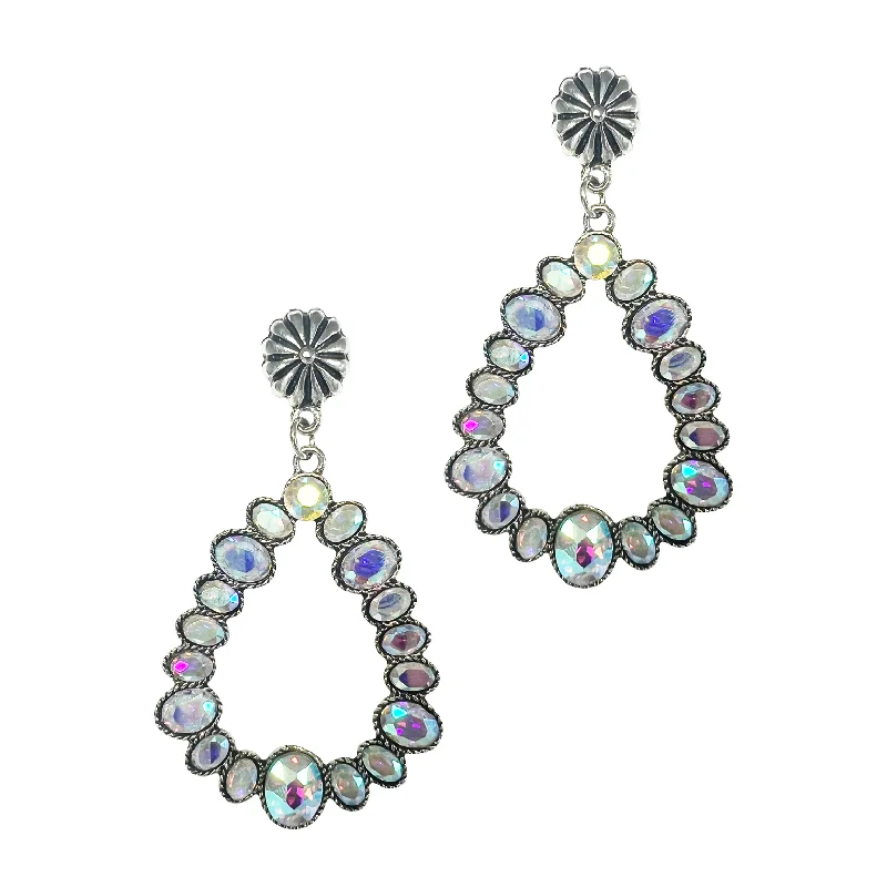 Drop Earrings for Valentine's Day -Glowing and Perfection Silver Earrings with AB Crystals