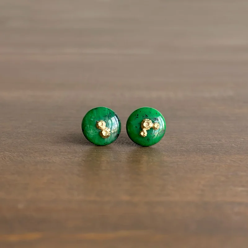 Drop Earrings with Crown Designs -Green Seaway Wilds Ruthie B. Stud Earrings with Barnacles