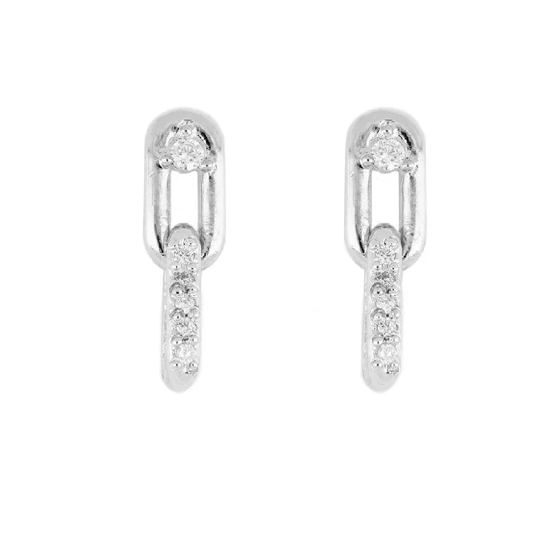 Indian Drop Earrings with Intricacy -John Medeiros : Diamante Small Two Link Pavé with CZ