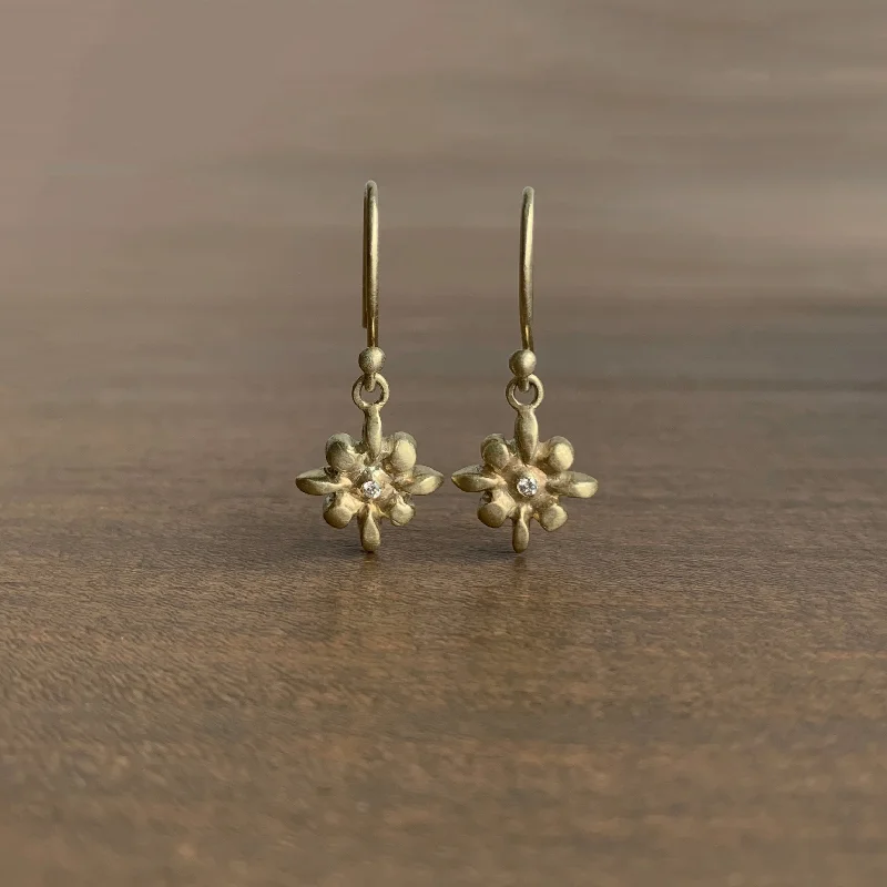 Drop Earrings with Textured Surface -Lily Earrings with Diamonds