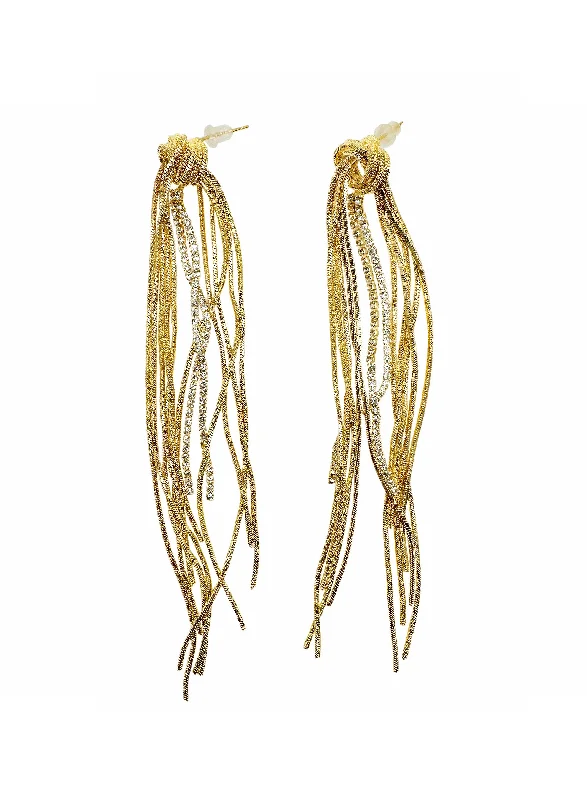 Drop Earrings for Prom Night -Gold With zircon Long Tassel Earrings LE023