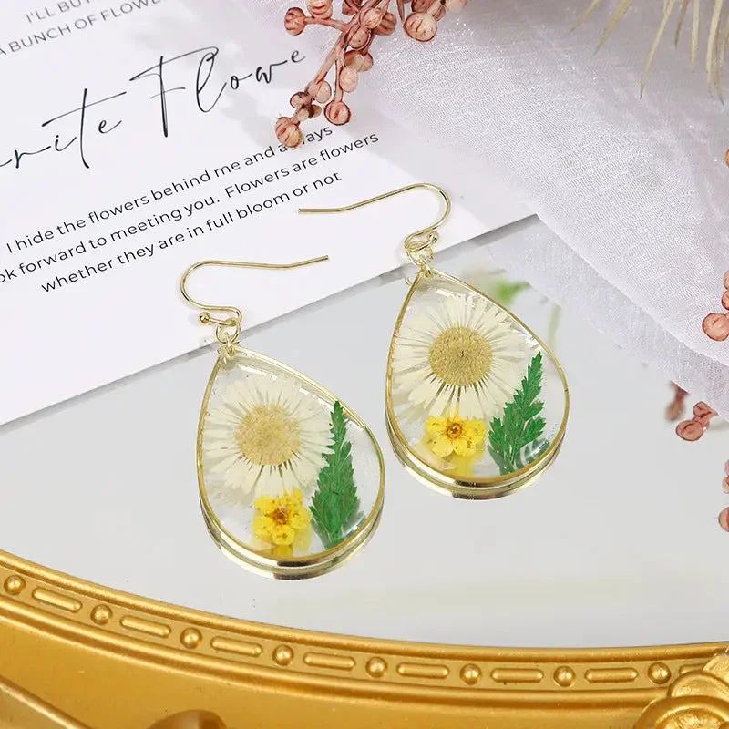 Drop Earrings with Matte Finish -LOVCIA Chrysanthemum Water Drop Geometric Earrings with Epoxy Finish for Women