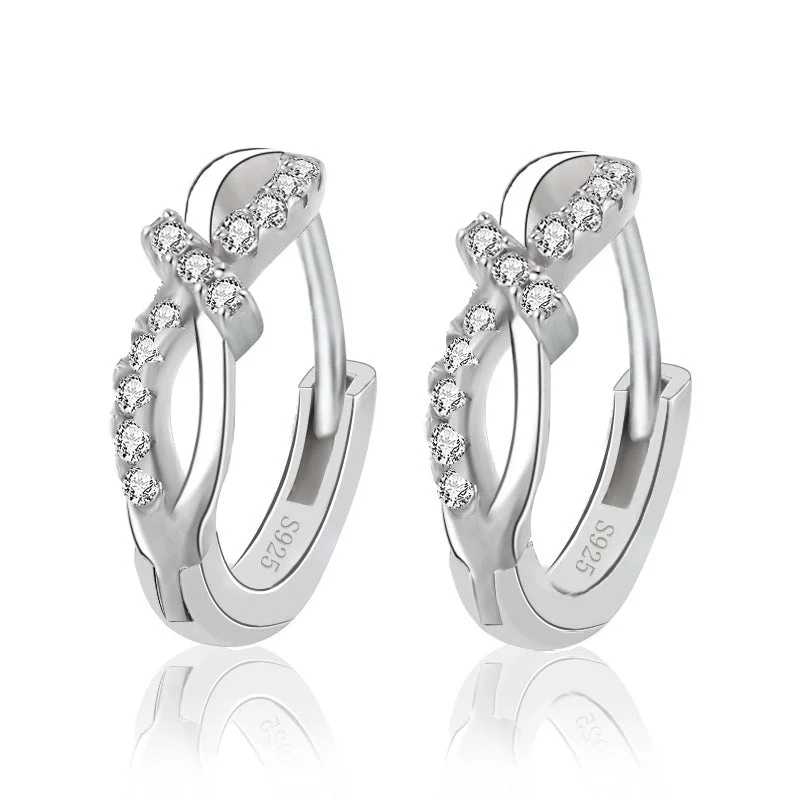 Drop Earrings with Symbolic Elements -LOVCIA Elegant 925 Sterling Silver Mini Bow-knot Hoop Earrings for Women with AAA Cubic Zirconia