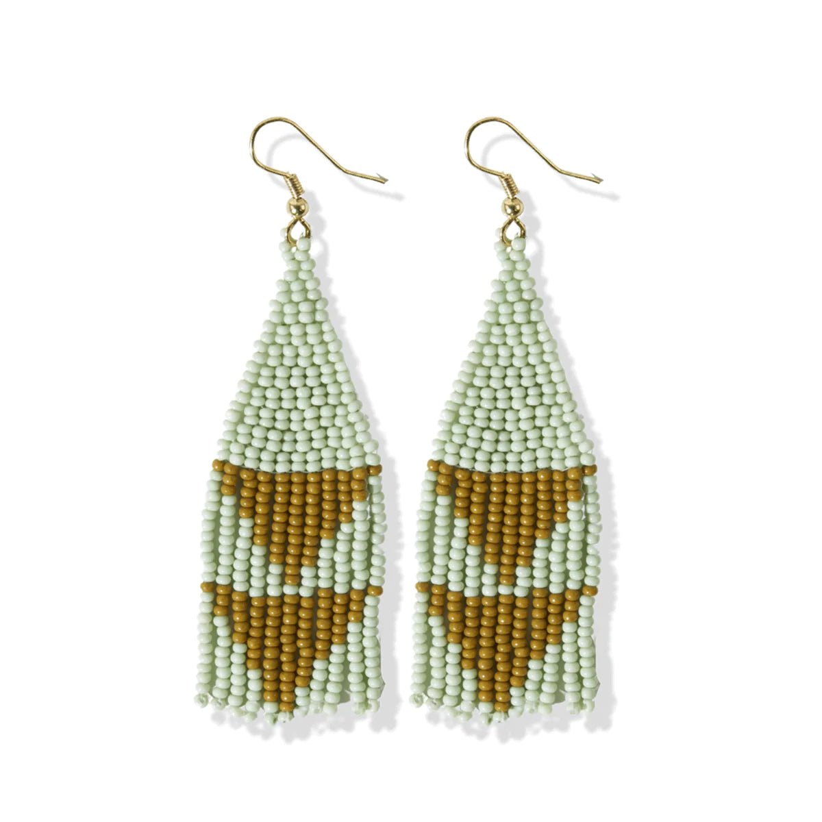 Drop Earrings for Valentine's Day -Mint With Citron Triangles Earrings